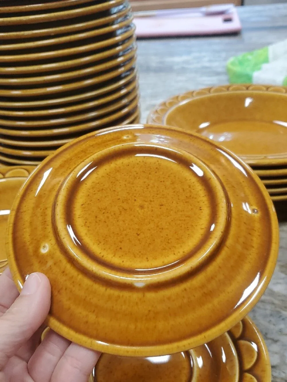 Homer Laughlin Harvest Gold Coffee Sauxers, Set Of 3